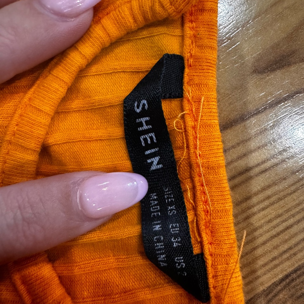 SHEIN Bold Orange Ribbed Top